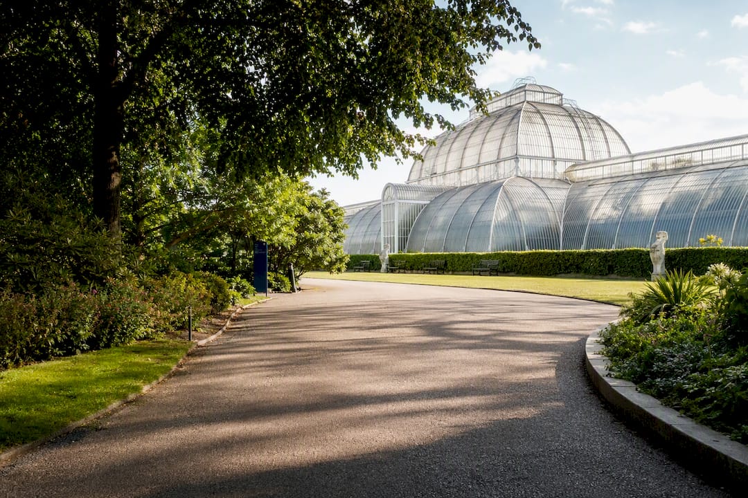Smooth accessible path toward Kew Palm House