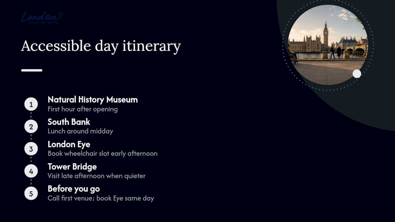 A practical accessible day out, start to finish — overview diagram