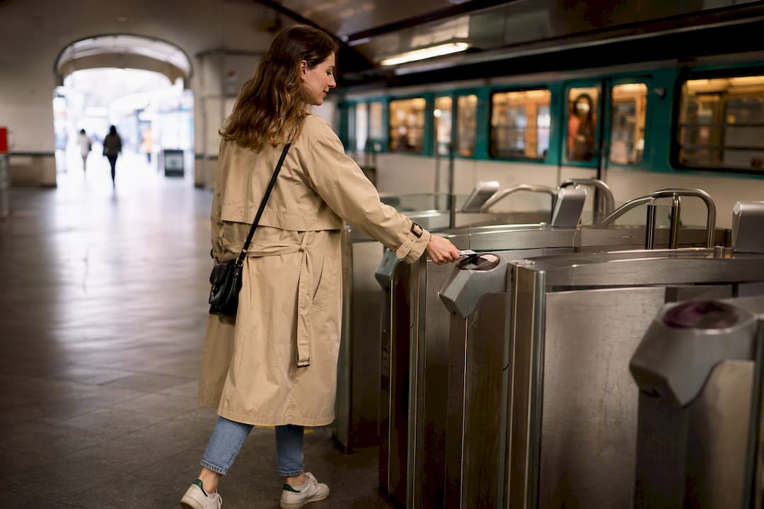 Traveler navigating the Paris metro