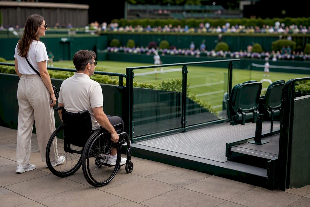 Wheelchair user approaching accessible seating