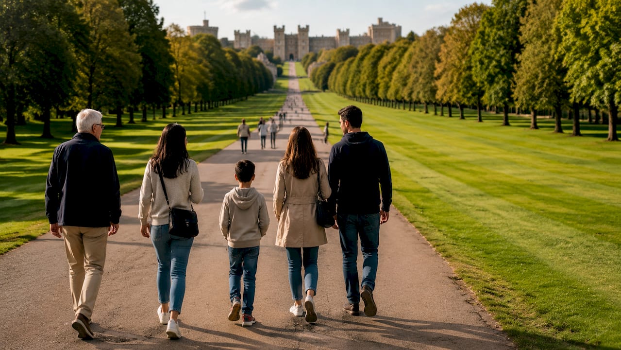 Visitors walking along Windsor Long Walk