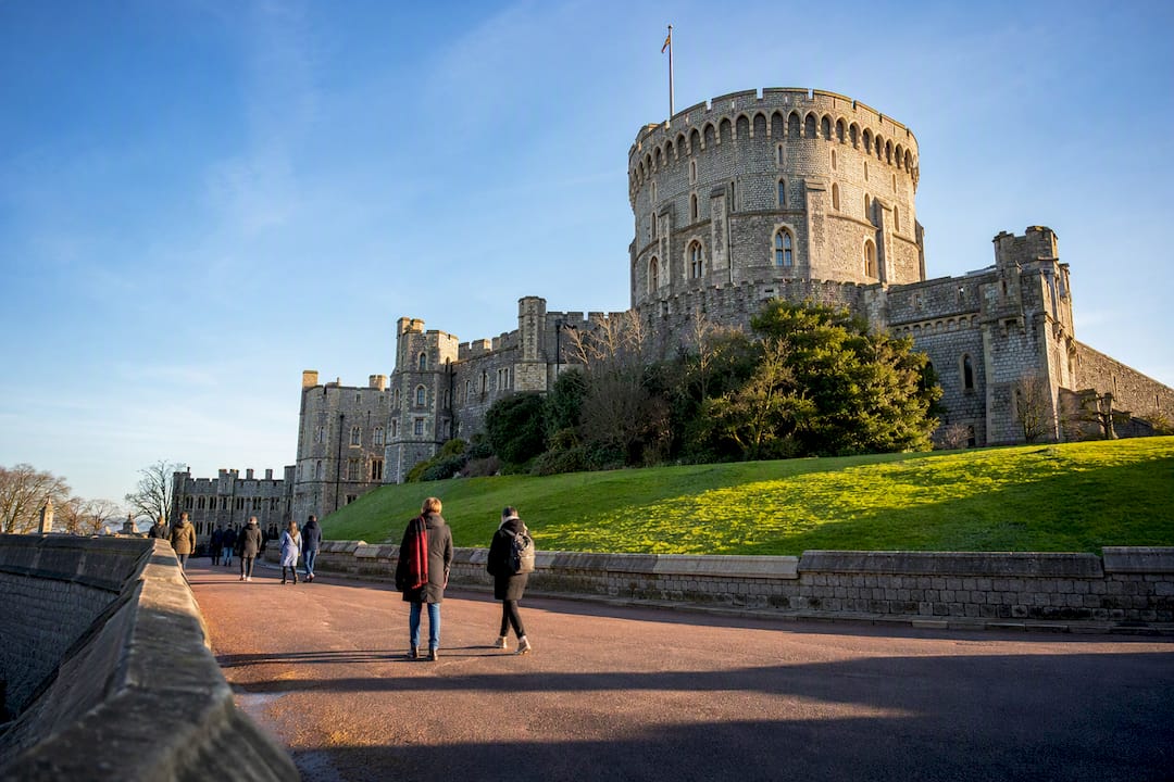 Windsor Castle above visitors on terrace